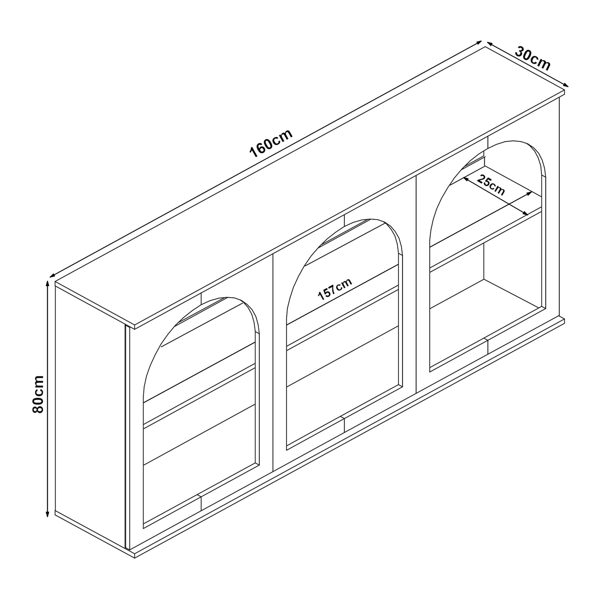 Credenza Trorhun Mobile Contenitore con Ripiano 160x30x80 cm - Bianco [en.casa]