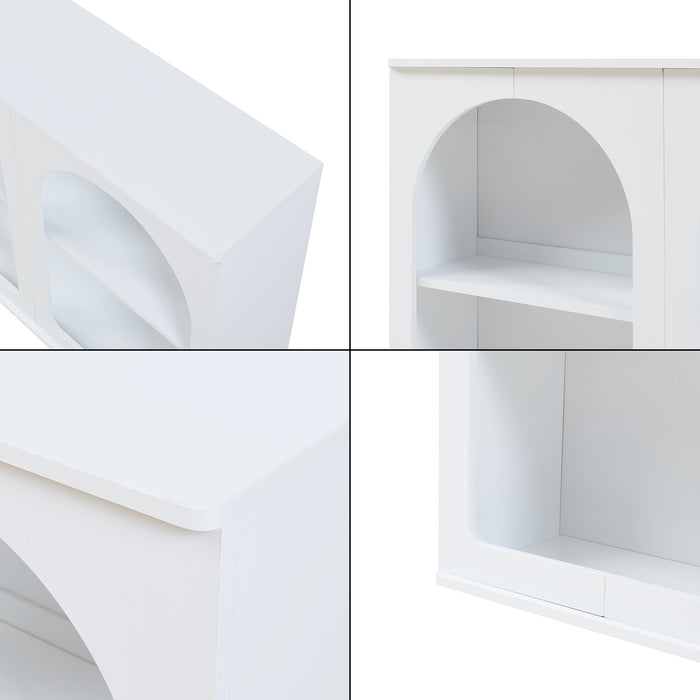 Credenza Trorhun Mobile Contenitore con Ripiano 160x30x80 cm - Bianco [en.casa]
