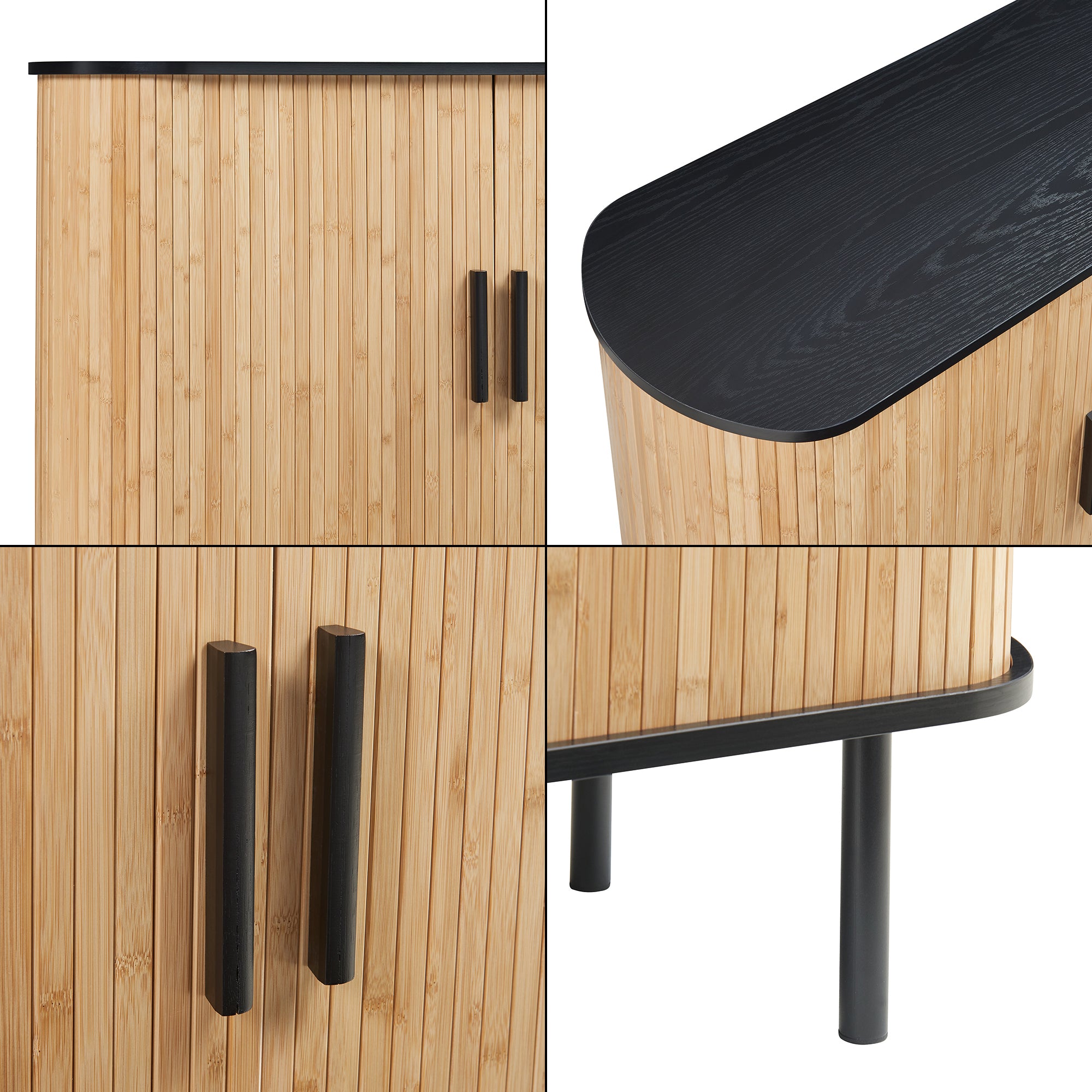 Comò Tvedestrand con 2 Ante Scorrevoli in Bambù - Nero / Naturale [en.casa]