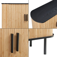 Comò Tvedestrand con 2 Ante Scorrevoli in Bambù - Nero / Naturale [en.casa]