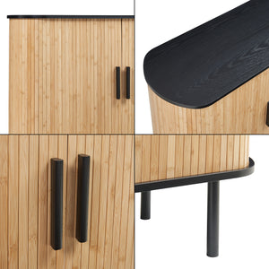 Comò Tvedestrand con 2 Ante Scorrevoli in Bambù - Nero / Naturale [en.casa]