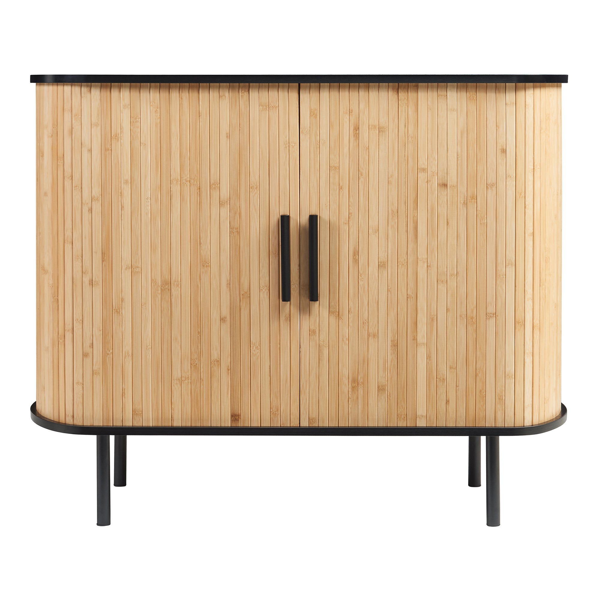 Comò Tvedestrand con 2 Ante Scorrevoli in Bambù - Nero / Naturale [en.casa]
