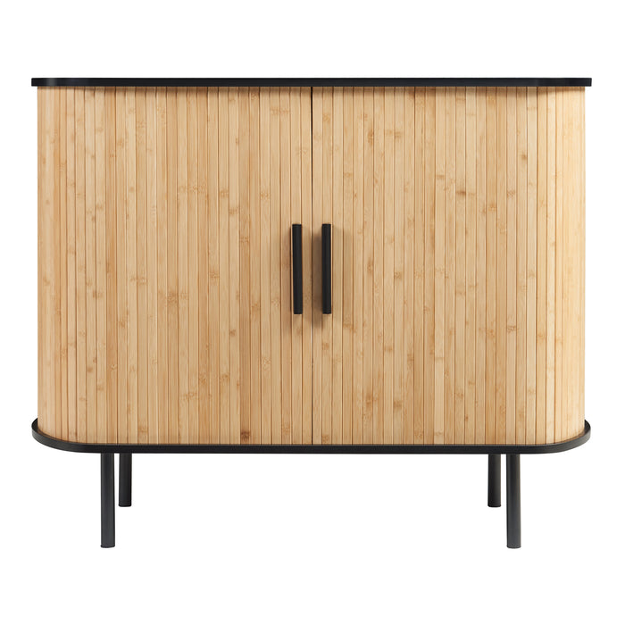 Comò Tvedestrand con 2 Ante Scorrevoli in Bambù - Nero / Naturale [en.casa]