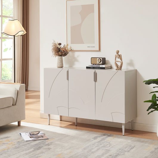 Credenza Bassa Starvili con 3 Ante Madia Moderna 75x115x38 cm Beige [en.casa]