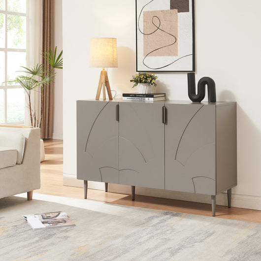Credenza Bassa Starvili con 3 Ante Madia Moderna 75x115x38 cm Grigio [en.casa]
