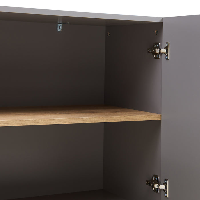 Credenza Bassa Starvili con 3 Ante Madia Moderna 75x115x38 cm Grigio [en.casa]