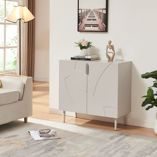 Credenza Bassa Starvili con 2 Ante Madia Moderna 75x76x38 cm Beige [en.casa]