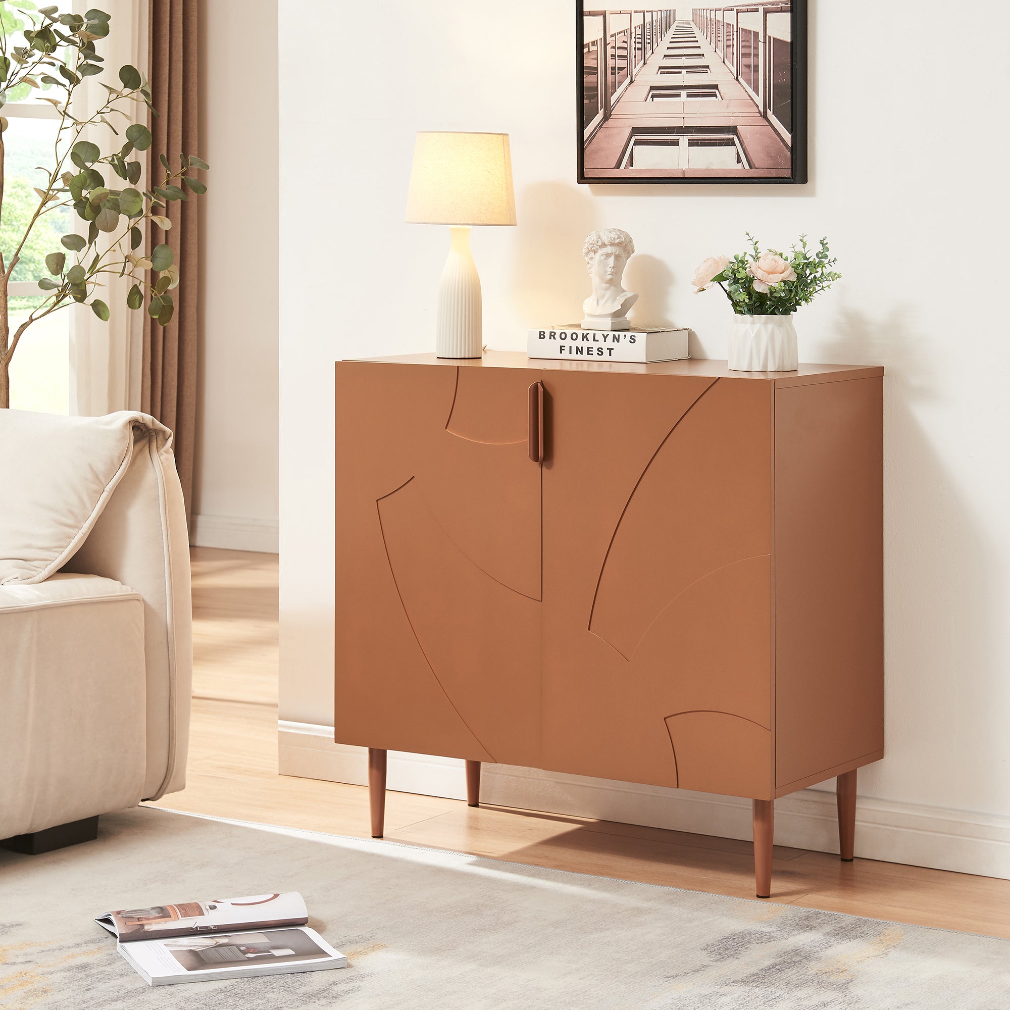 Credenza Bassa Starvili con 2 Ante Madia Moderna 75x76x38 cm color Ruggine [en.casa]