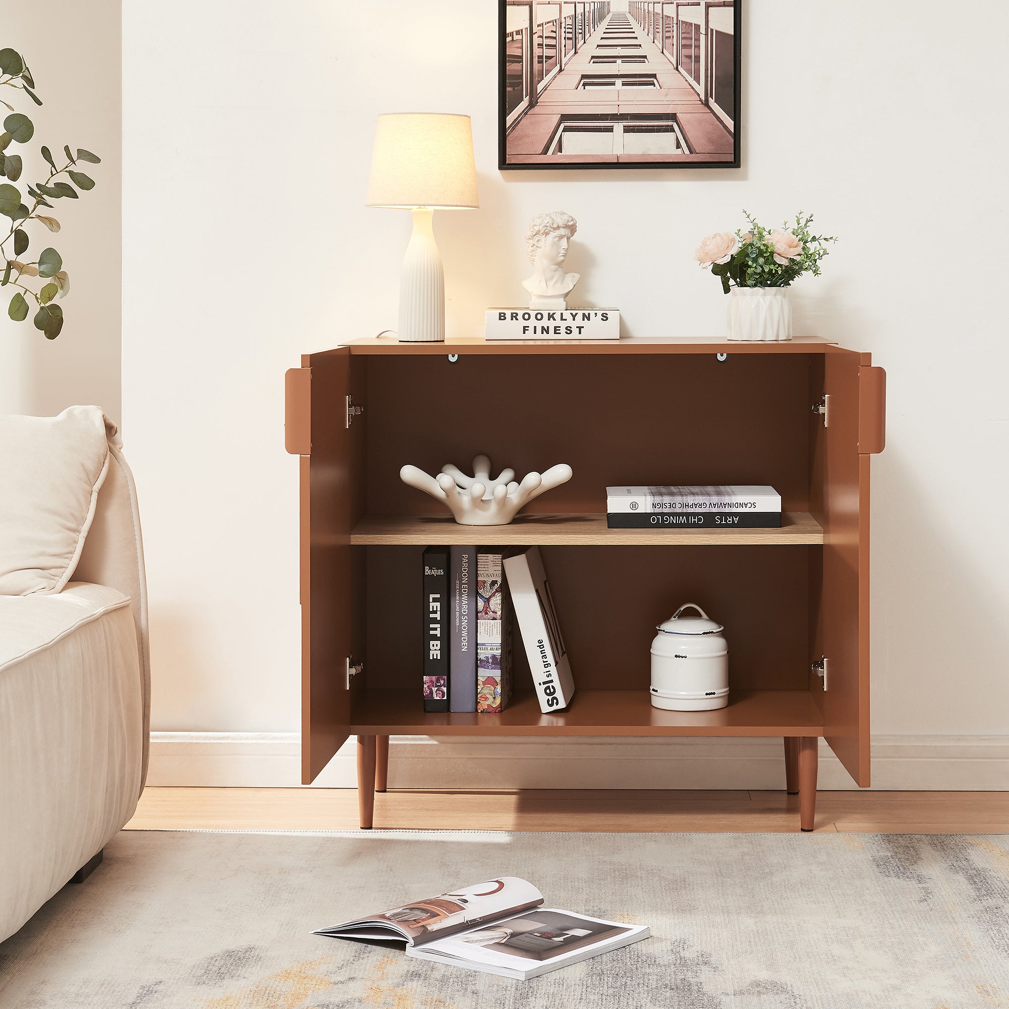 Credenza Bassa Starvili con 2 Ante Madia Moderna 75x76x38 cm color Ruggine [en.casa]