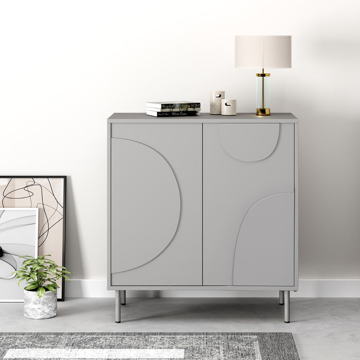 Credenza Holea Comò a 2 Ante 75 x 70 x 34 cm - Grigio [en.casa]