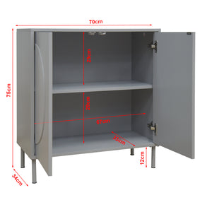 Credenza Holea Comò a 2 Ante 75 x 70 x 34 cm - Grigio [en.casa]