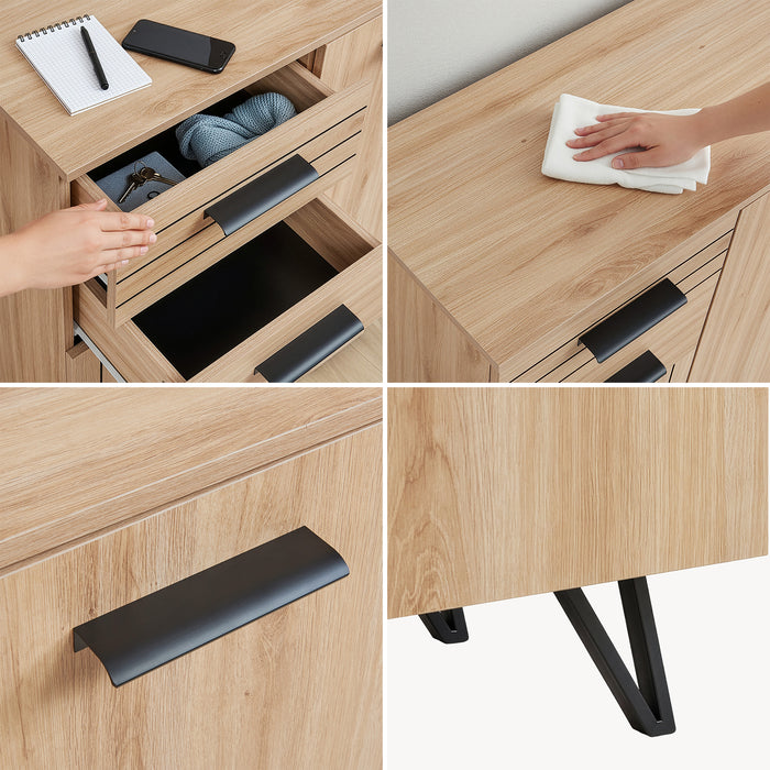 Credenza Noppen con Cassetti e Ante Mobile Contenitore 100x80x38 cm - Effetto Rovere [en.casa]