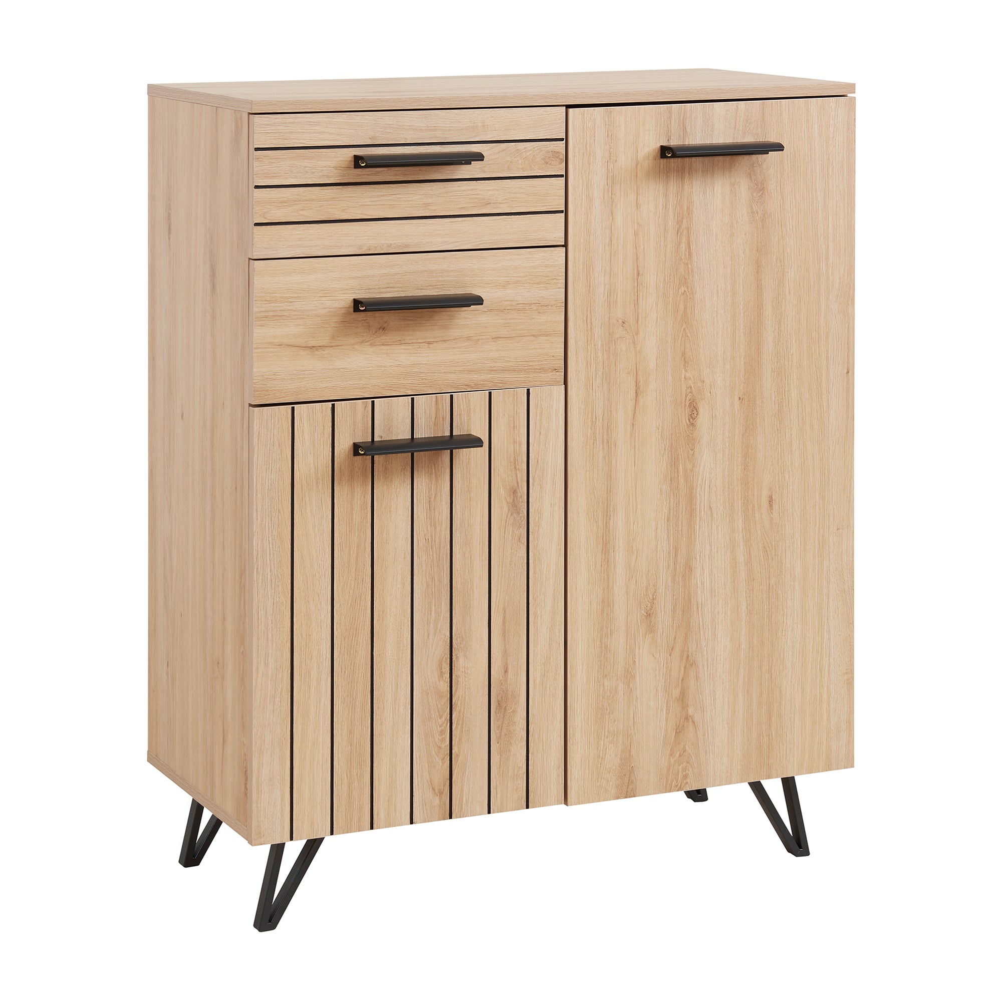 Credenza Noppen con Cassetti e Ante Mobile Contenitore 100x80x38 cm - Effetto Rovere [en.casa]