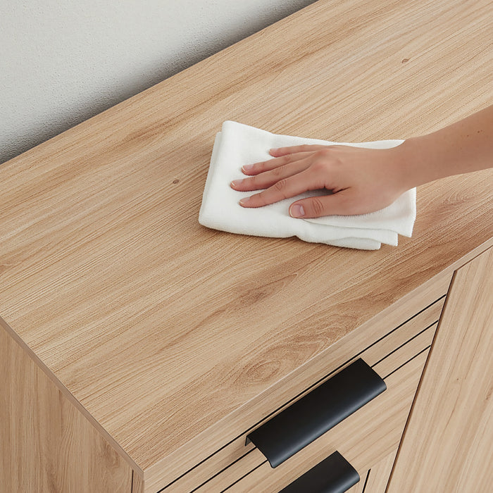 Credenza Noppen con Cassetti e Ante Mobile Contenitore 100x120x38 cm - Effetto Rovere [en.casa]