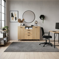 Credenza Noppen con Cassetti e Ante Mobile Contenitore 100x150x38 cm - Effetto Rovere [en.casa]