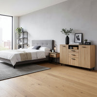 Credenza Noppen con Cassetti e Ante Mobile Contenitore 100x150x38 cm - Effetto Rovere [en.casa]