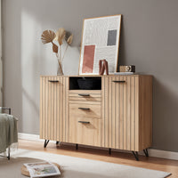 Credenza Noppen con Cassetti e Ante Mobile Contenitore 100x150x38 cm - Effetto Rovere [en.casa]