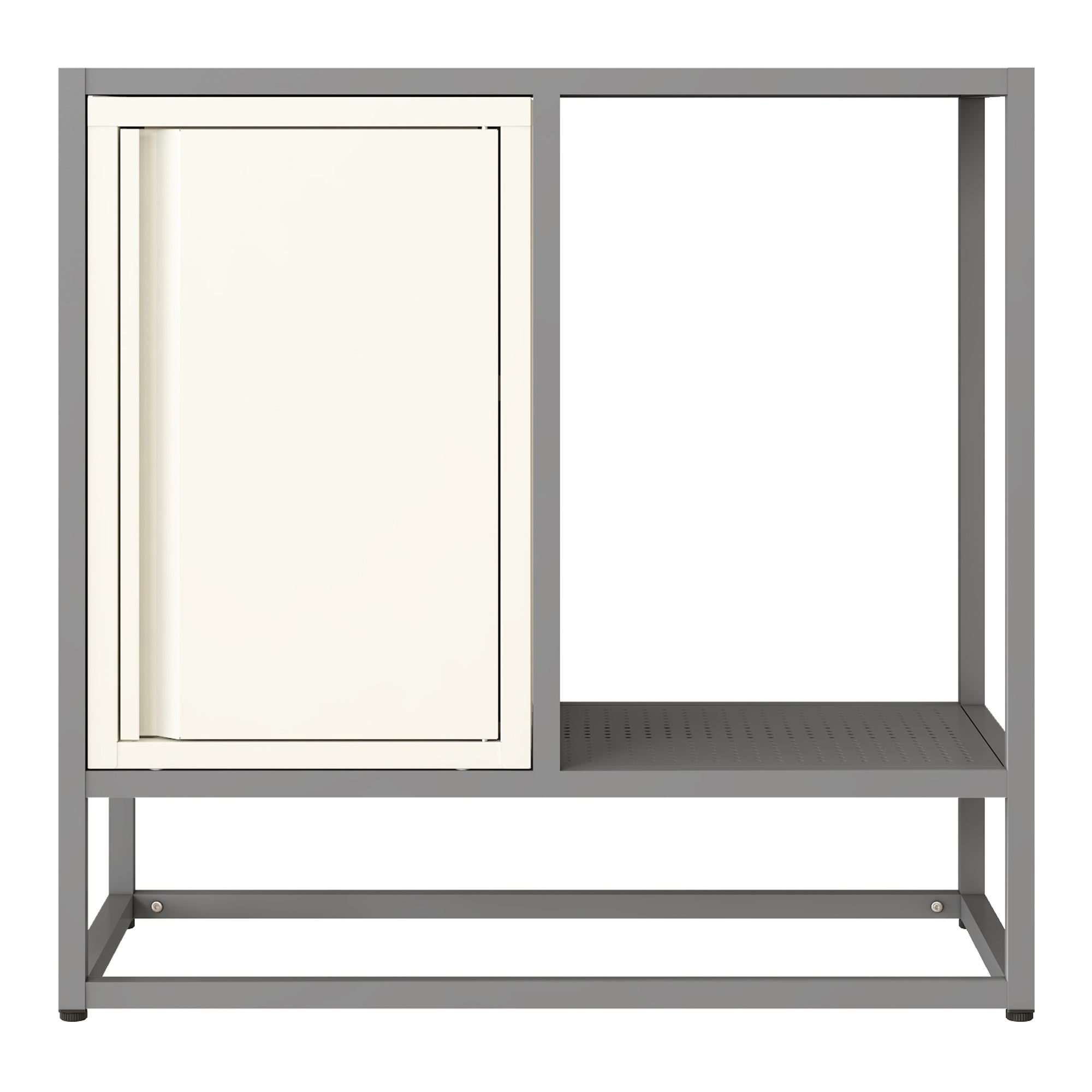 Credenza Burlöv in Acciaio Mobile Contenitore Basso 70x72x35 cm Grigio / Bianco [en.casa]