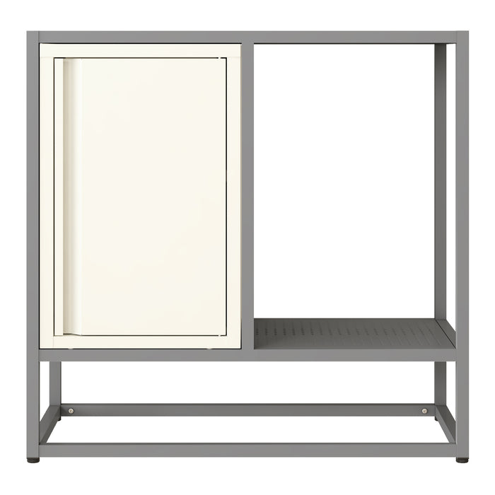 Credenza Burlöv in Acciaio Mobile Contenitore Basso 70x72x35 cm Grigio / Bianco [en.casa]
