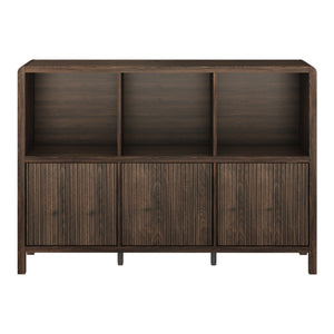 Credenza Bassa Lukkodso con 3 Ante e Scomparti Aperti 77x110x30 cm Effetto Noce [en.casa]