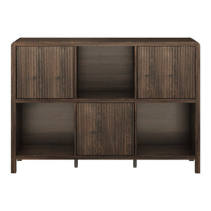 Credenza Bassa Lukkodso con 3 Ante e Scomparti Aperti 77x110x30 cm Effetto Noce [en.casa]
