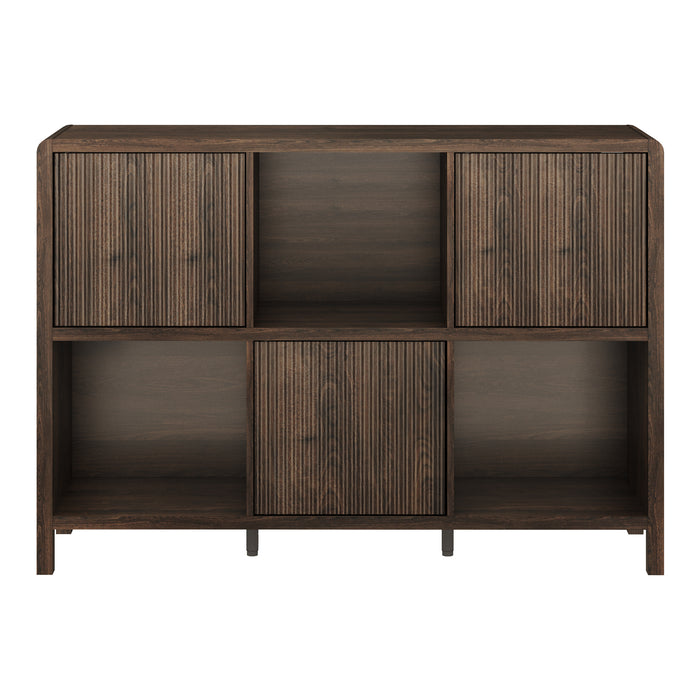 Credenza Bassa Lukkodso con 3 Ante e Scomparti Aperti 77x110x30 cm Effetto Noce [en.casa]
