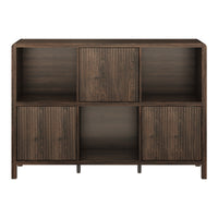 Credenza Bassa Lukkodso con 3 Ante e Scomparti Aperti 77x110x30 cm Effetto Noce [en.casa]