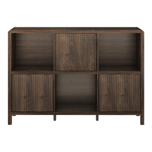 Credenza Bassa Lukkodso con 3 Ante e Scomparti Aperti 77x110x30 cm Effetto Noce [en.casa]