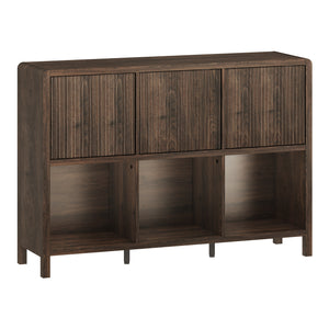 Credenza Bassa Lukkodso con 3 Ante e Scomparti Aperti 77x110x30 cm Effetto Noce [en.casa]