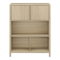 Credenza Bassa Lukkodso con 2 Ante e Scomparti Aperti 103x80x28 cm Effetto Rovere [en.casa]