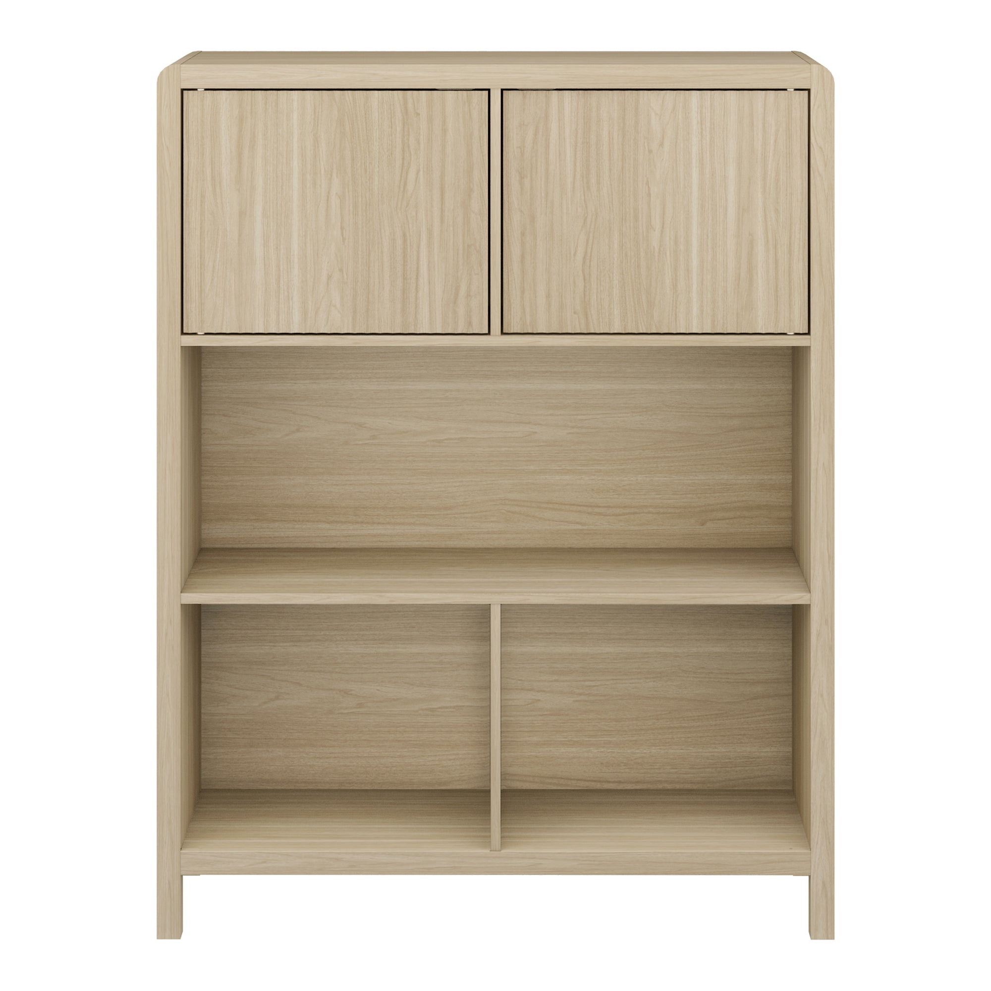 Credenza Bassa Lukkodso con 2 Ante e Scomparti Aperti 103x80x28 cm Effetto Rovere [en.casa]