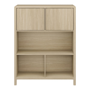 Credenza Bassa Lukkodso con 2 Ante e Scomparti Aperti 103x80x28 cm Effetto Rovere [en.casa]
