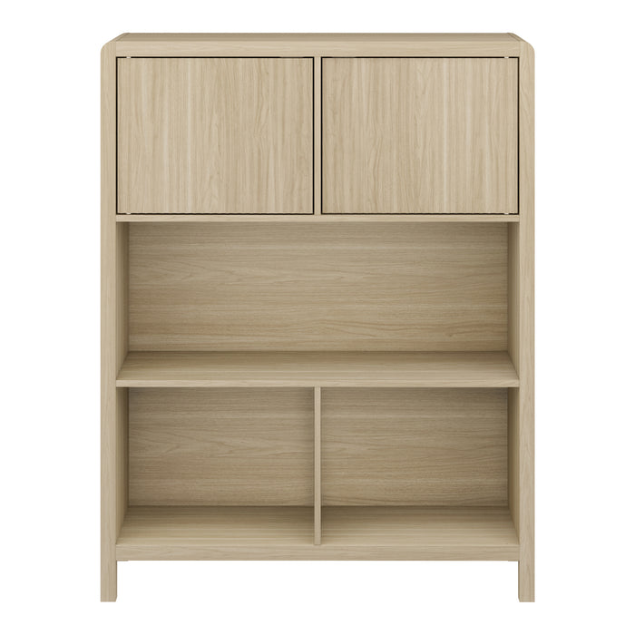 Credenza Bassa Lukkodso con 2 Ante e Scomparti Aperti 103x80x28 cm Effetto Rovere [en.casa]