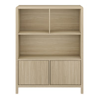 Credenza Bassa Lukkodso con 2 Ante e Scomparti Aperti 103x80x28 cm Effetto Rovere [en.casa]
