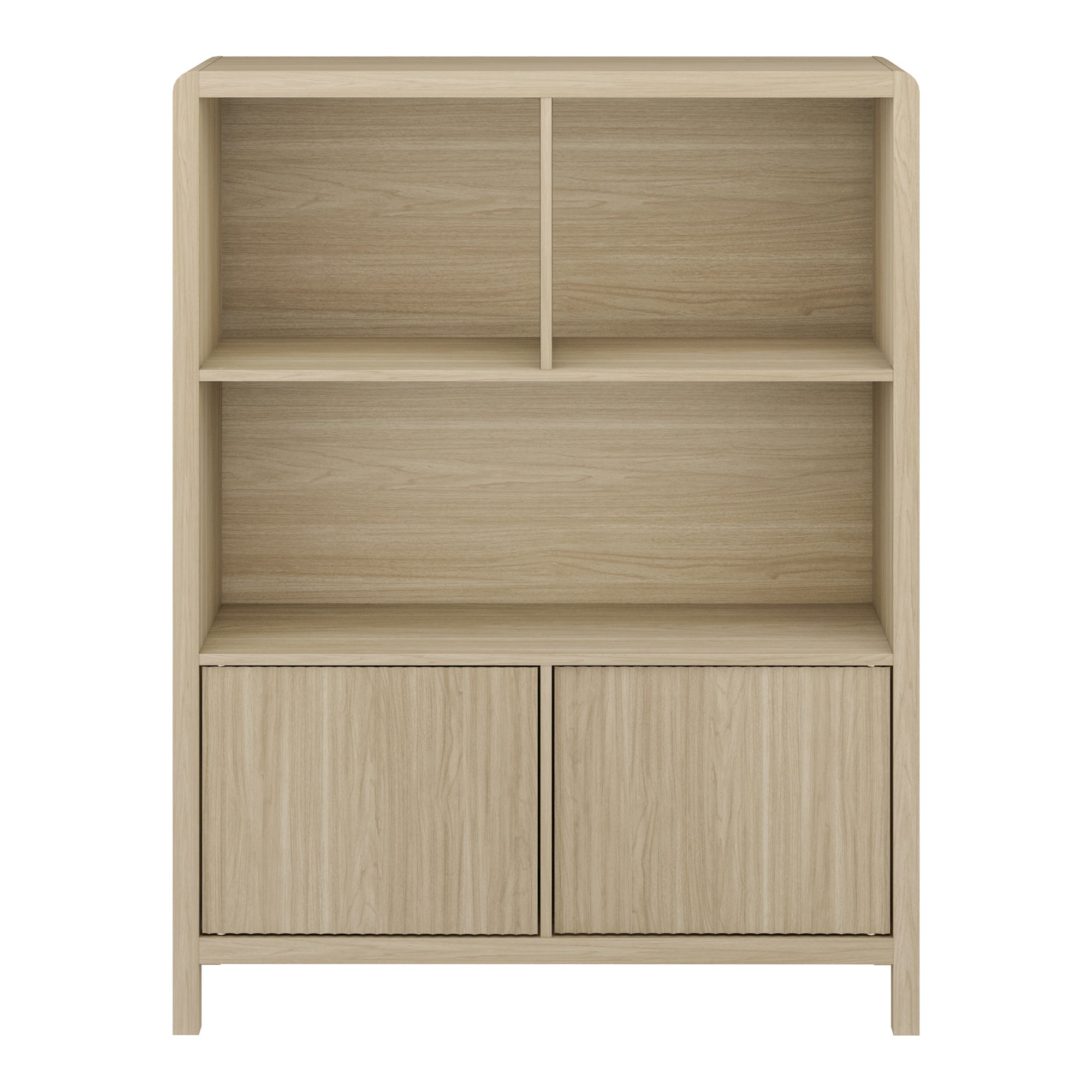 Credenza Bassa Lukkodso con 2 Ante e Scomparti Aperti 103x80x28 cm Effetto Rovere [en.casa]