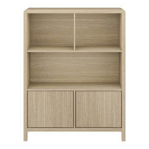 Credenza Bassa Lukkodso con 2 Ante e Scomparti Aperti 103x80x28 cm Effetto Rovere [en.casa]