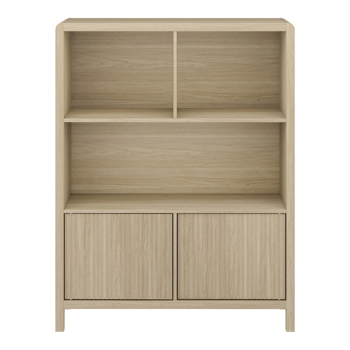 Credenza Bassa Lukkodso con 2 Ante e Scomparti Aperti 103x80x28 cm Effetto Rovere [en.casa]