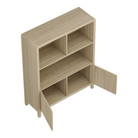 Credenza Bassa Lukkodso con 2 Ante e Scomparti Aperti 103x80x28 cm Effetto Rovere [en.casa]