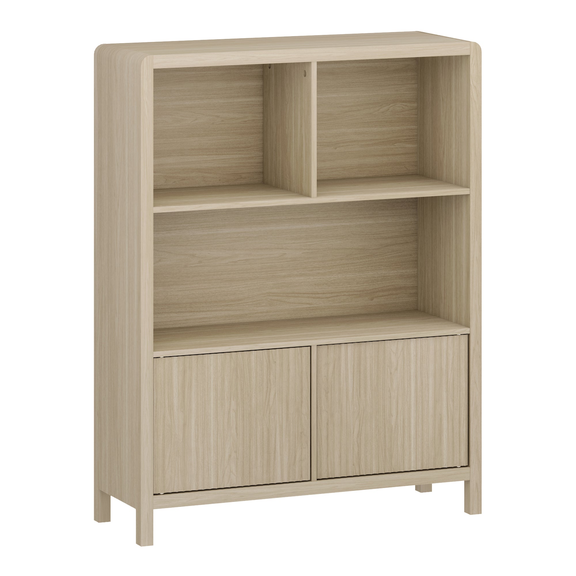 Credenza Bassa Lukkodso con 2 Ante e Scomparti Aperti 103x80x28 cm Effetto Rovere [en.casa]