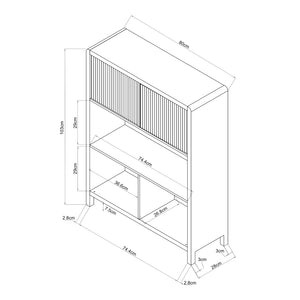 Credenza Bassa Lukkodso con 2 Ante e Scomparti Aperti 103x80x28 cm Effetto Noce [en.casa]