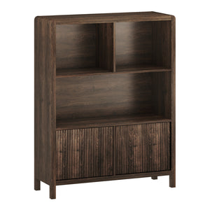 Credenza Bassa Lukkodso con 2 Ante e Scomparti Aperti 103x80x28 cm Effetto Noce [en.casa]