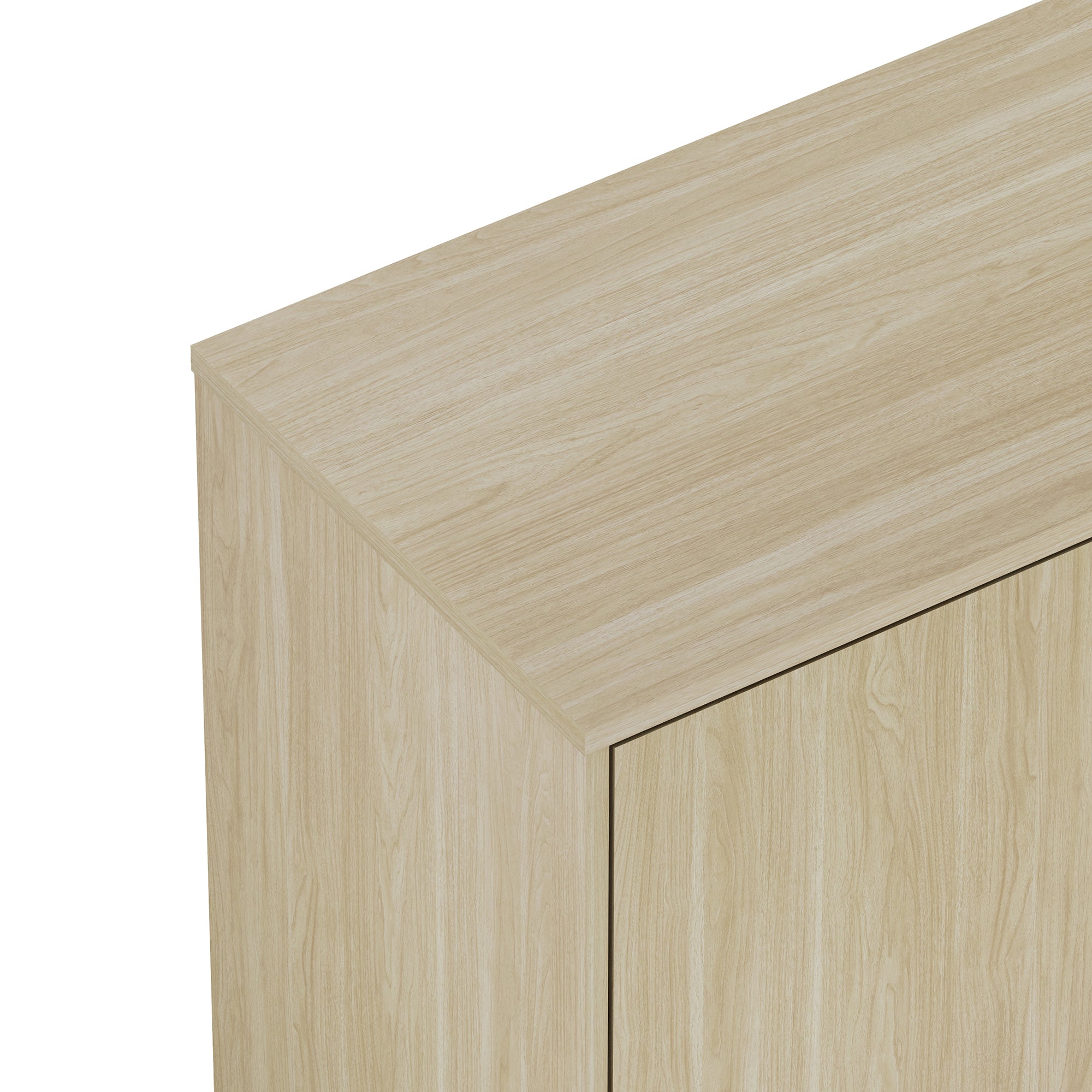 Credenza Bassa Kistiandi a 2 Ante e 3 Cassetti 77 x 120 x 40 cm - Effetto Rovere Chiaro [en.casa]