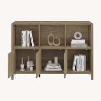 Credenza Bassa Lukkodso con 3 Ante e Scomparti Aperti 77x110x30 cm Effetto Rovere Rustico [en.casa]