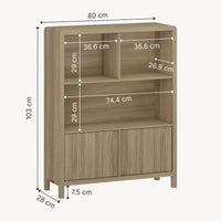 Credenza Bassa Lukkodso con 2 Ante e Scomparti Aperti 103x80x28 cm Effetto Rovere Rustico [en.casa]