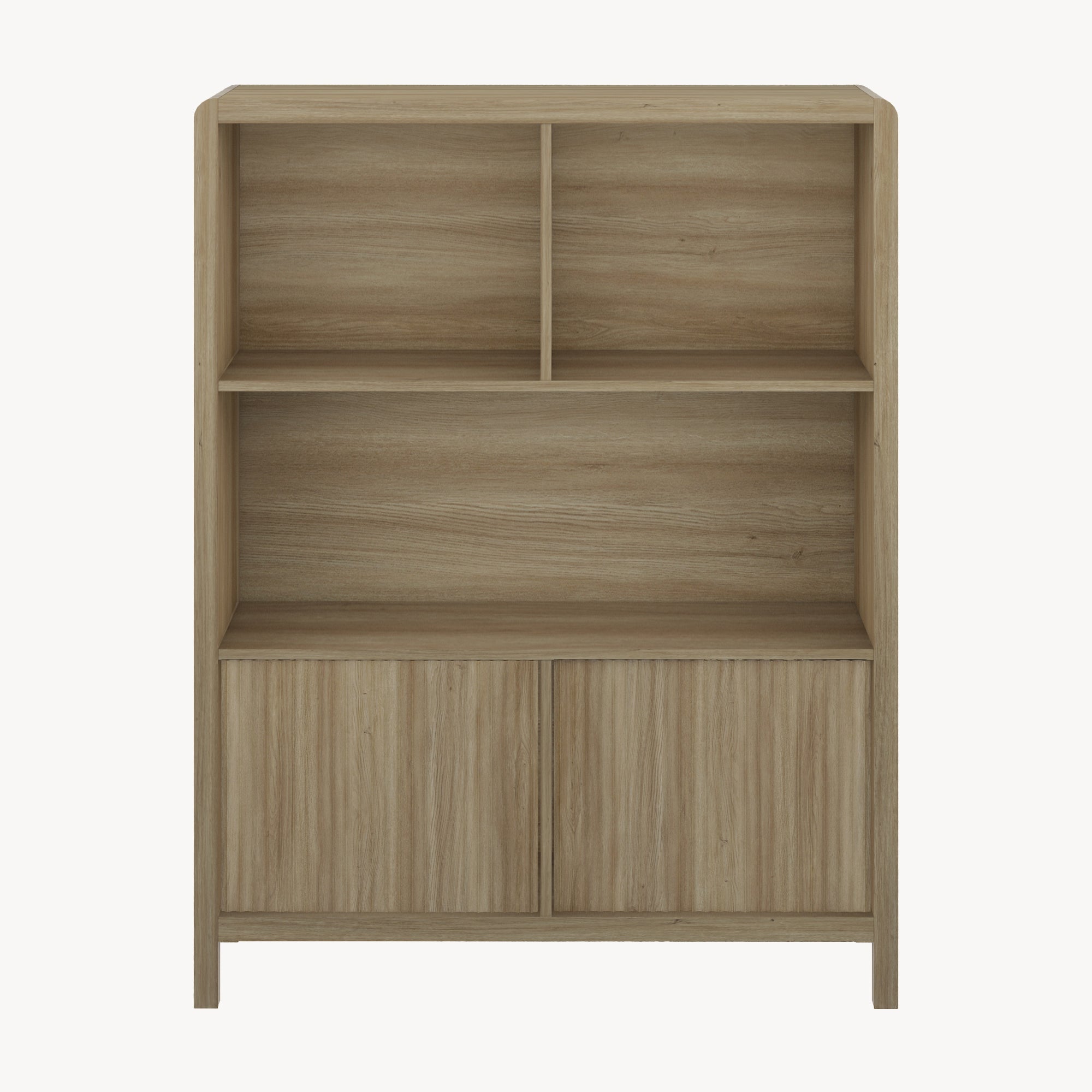 Credenza Bassa Lukkodso con 2 Ante e Scomparti Aperti 103x80x28 cm Effetto Rovere Rustico [en.casa]