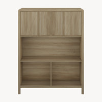 Credenza Bassa Lukkodso con 2 Ante e Scomparti Aperti 103x80x28 cm Effetto Rovere Rustico [en.casa]