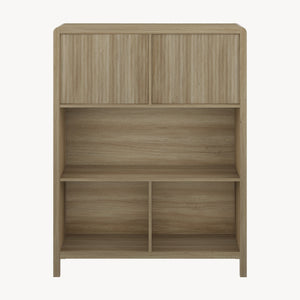 Credenza Bassa Lukkodso con 2 Ante e Scomparti Aperti 103x80x28 cm Effetto Rovere Rustico [en.casa]