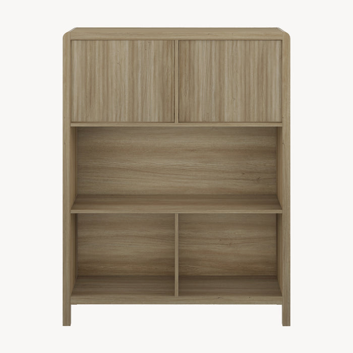 Credenza Bassa Lukkodso con 2 Ante e Scomparti Aperti 103x80x28 cm Effetto Rovere Rustico [en.casa]