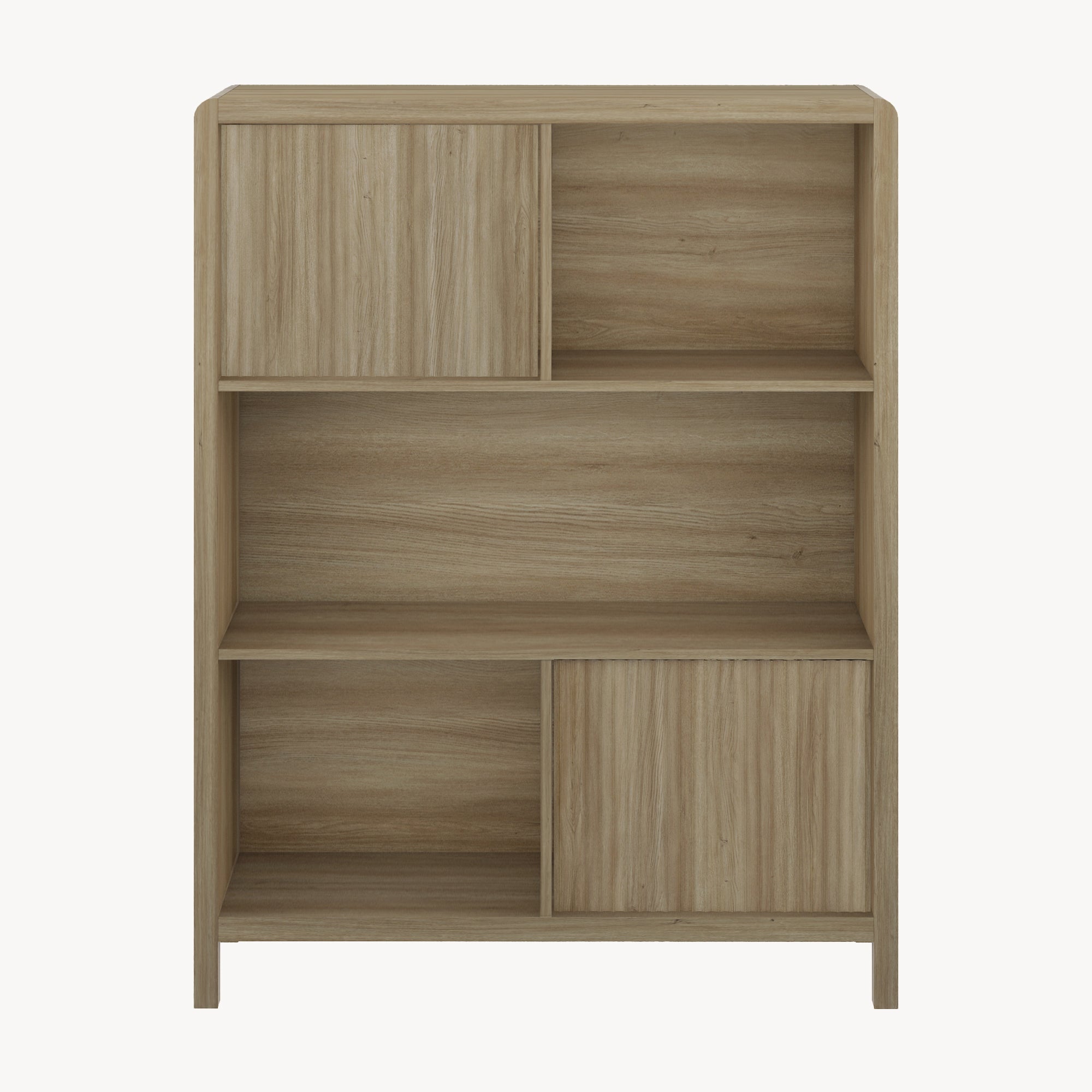 Credenza Bassa Lukkodso con 2 Ante e Scomparti Aperti 103x80x28 cm Effetto Rovere Rustico [en.casa]