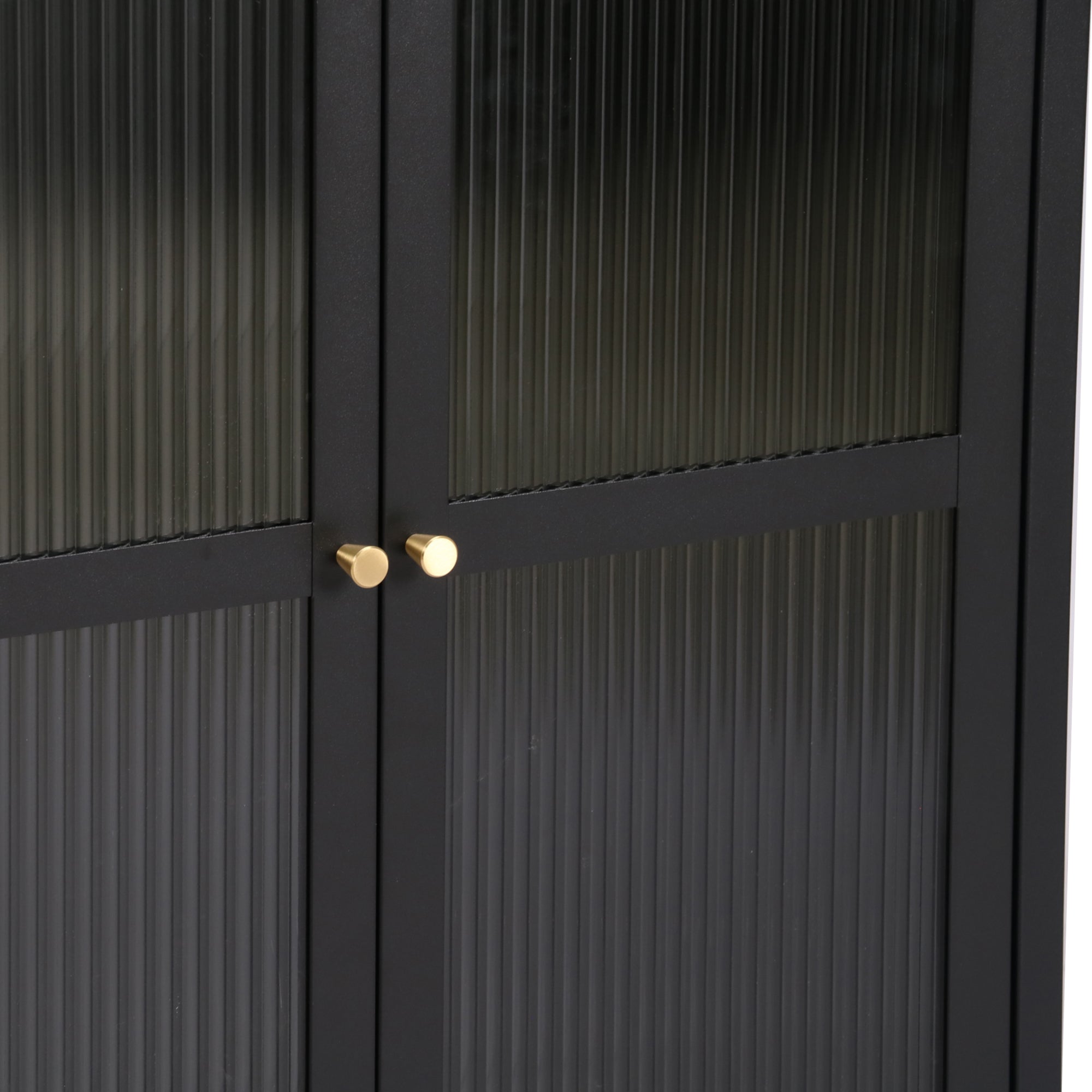 Credenza Säkylä Comò con Ante in Vetro Scanalato 84x64x35 cm Nero [en.casa]